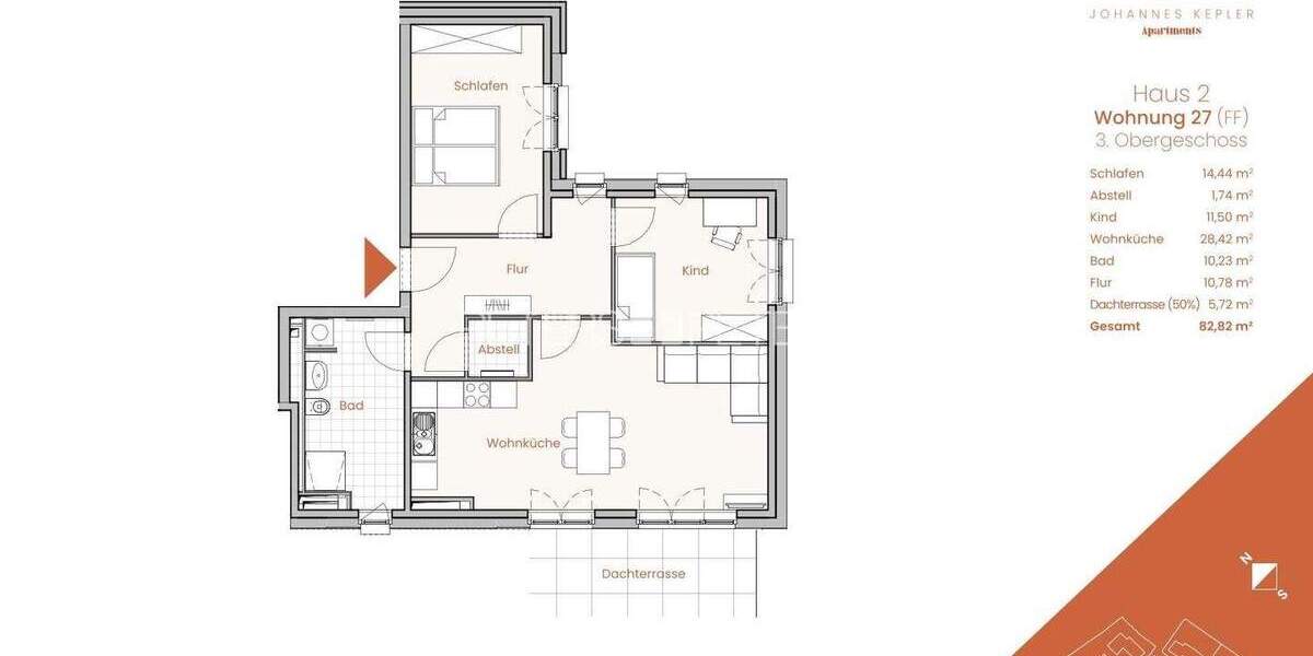 Etagenwohnung Lübeck St. Gertrud - 3 Zimmer, 82 m&sup2;, 1.199&euro; | Angebot:25880118