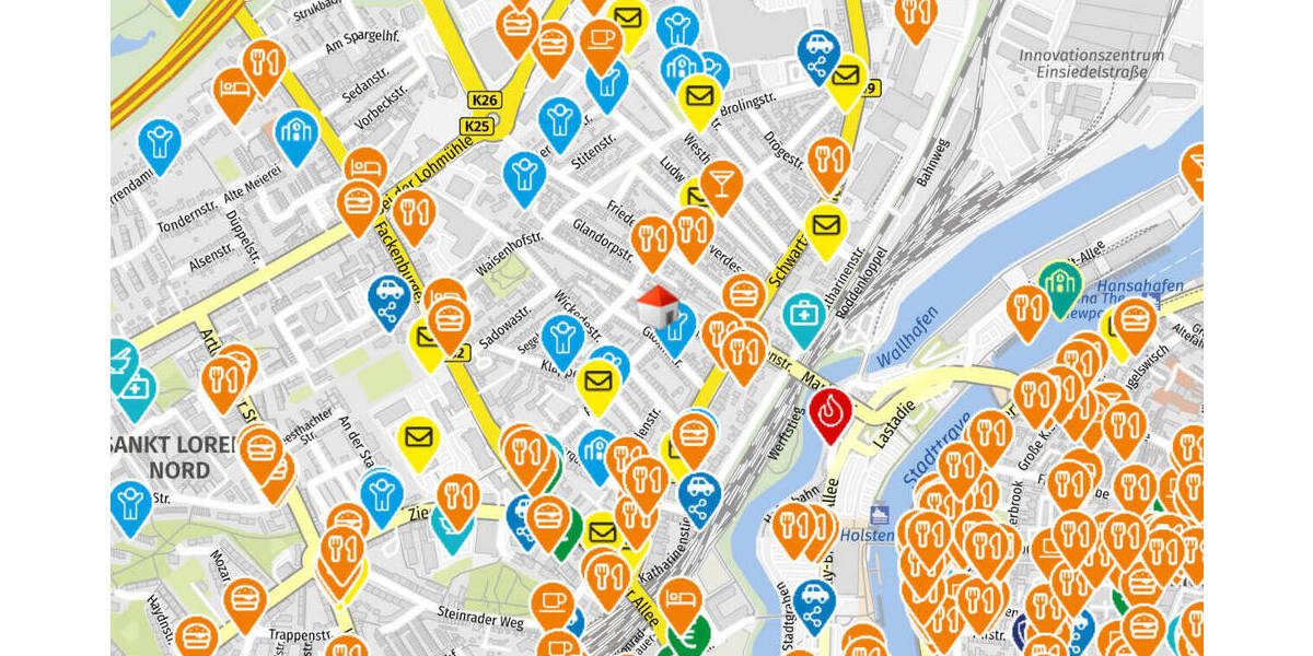Etagenwohnung Lübeck St. Lorenz Nord - 2 Zimmer, 41 m&sup2;, 635&euro; | Angebot:26796847