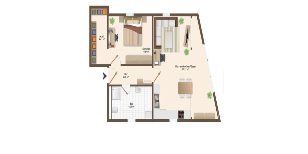 Etagenwohnung Hamberge - 2 Zimmer, 52 m&sup2;, 152.000&euro; | Angebot:24687993