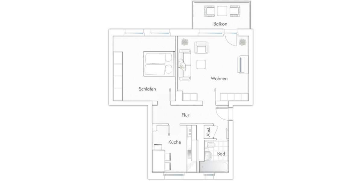 Etagenwohnung Lübeck Sankt Lorenz Nord - 2 Zimmer, 56 m&sup2;, 534&euro; | Angebot:26544548