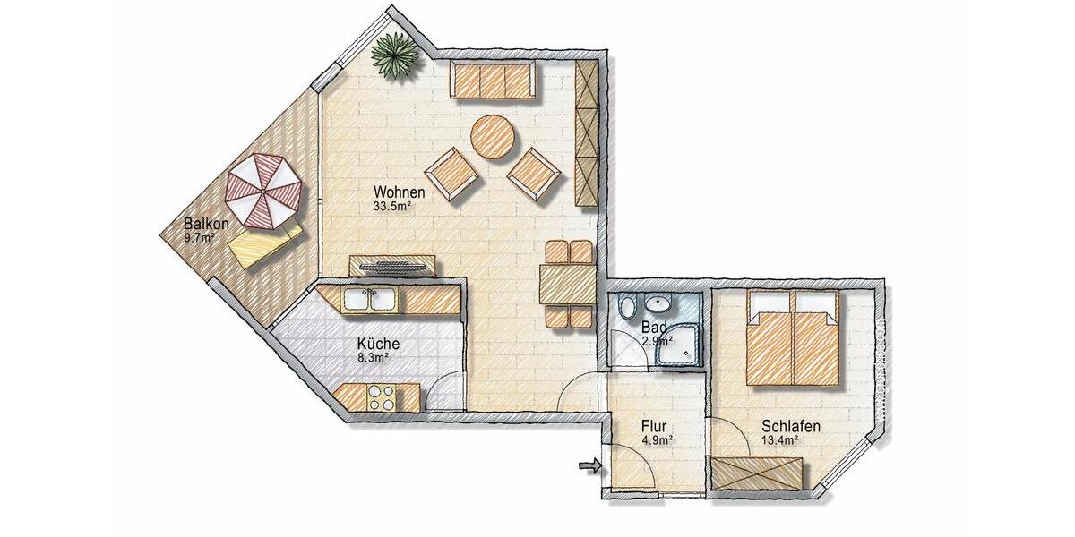 Etagenwohnung Ratzeburg - 2 Zimmer, 69 m&sup2;, 770&euro; | Angebot:26130153