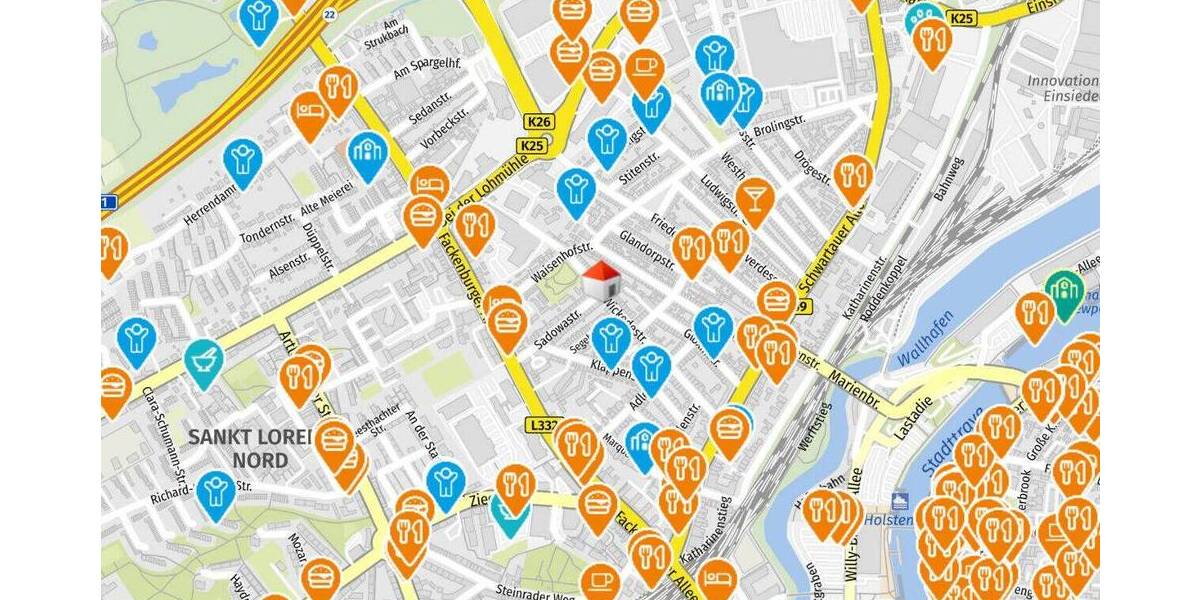 Etagenwohnung Lübeck St. Lorenz Nord - 2 Zimmer, 63 m&sup2;, 780&euro; | Angebot:26867543