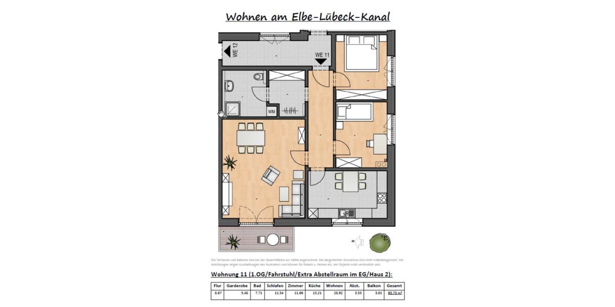 Etagenwohnung Berkenthin - 3 Zimmer, 94 m&sup2;, 1.250&euro; | Angebot:24975086