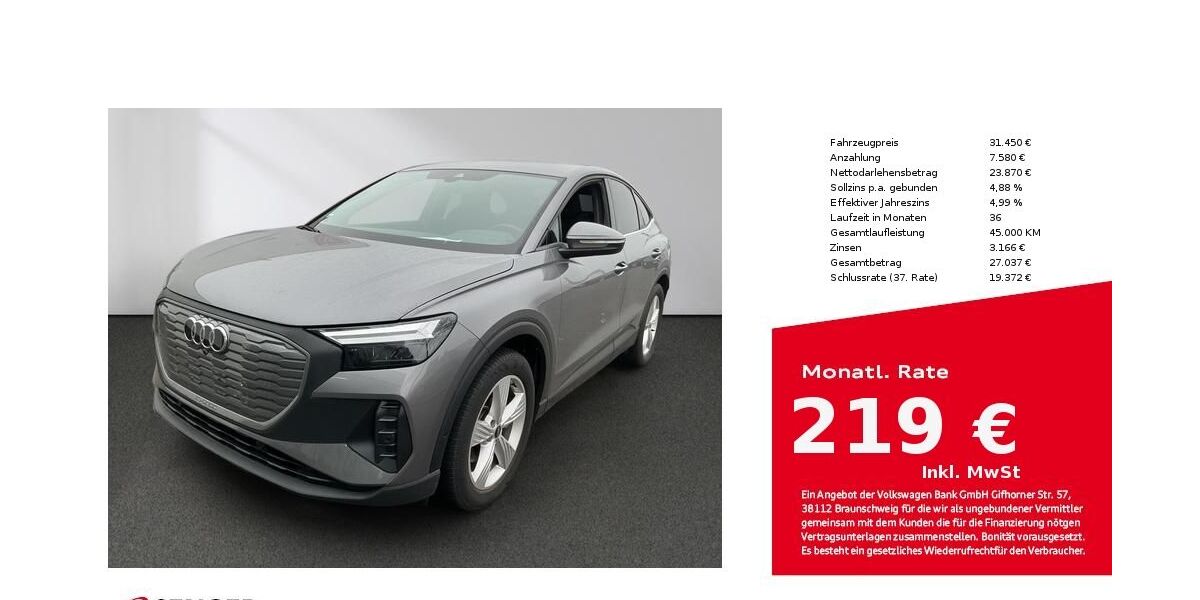 Audi Q4 e-tron 19.100 km 31.450 € Lübeck 23556