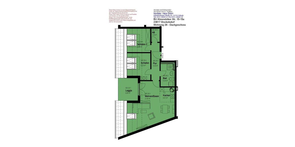 Etagenwohnung Stockelsdorf - 3 Zimmer, 71 m&sup2;, 405.000&euro; | Angebot:26629611