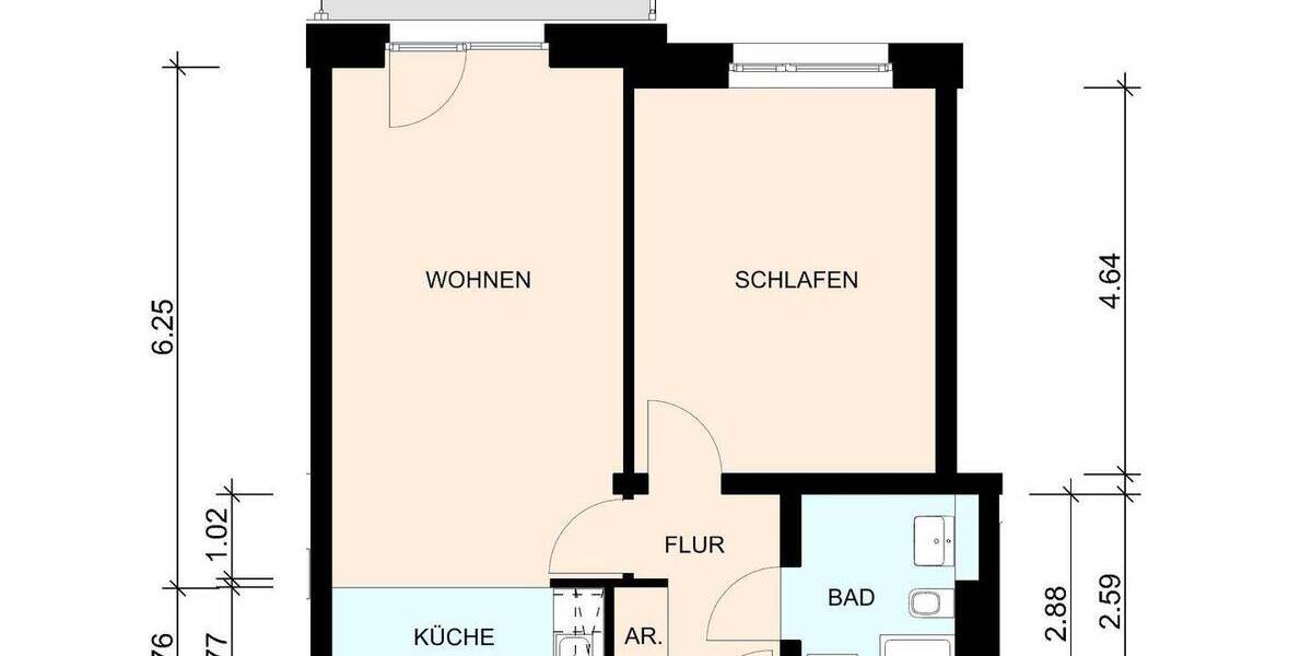 Etagenwohnung Lübeck Travemünde - 2 Zimmer, 59 m&sup2;, 812&euro; | Angebot:26835648
