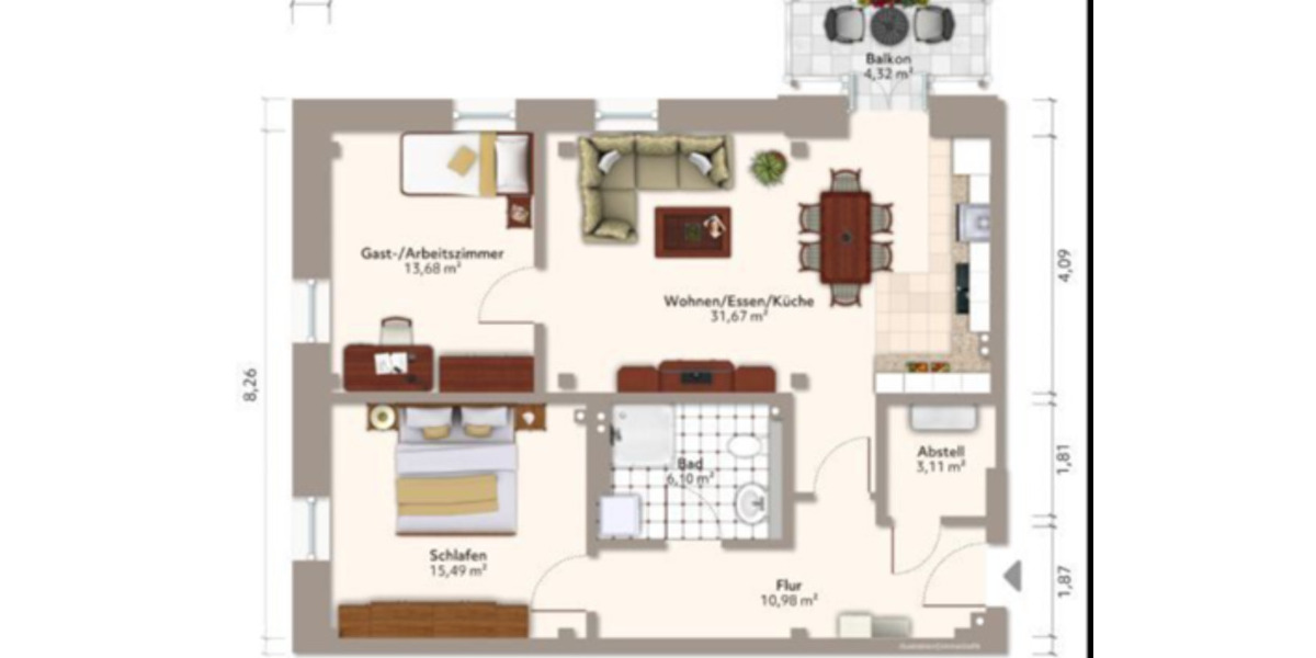 Etagenwohnung Seedorf - 3 Zimmer, 77 m&sup2;, 1.050&euro; | Angebot:25404884
