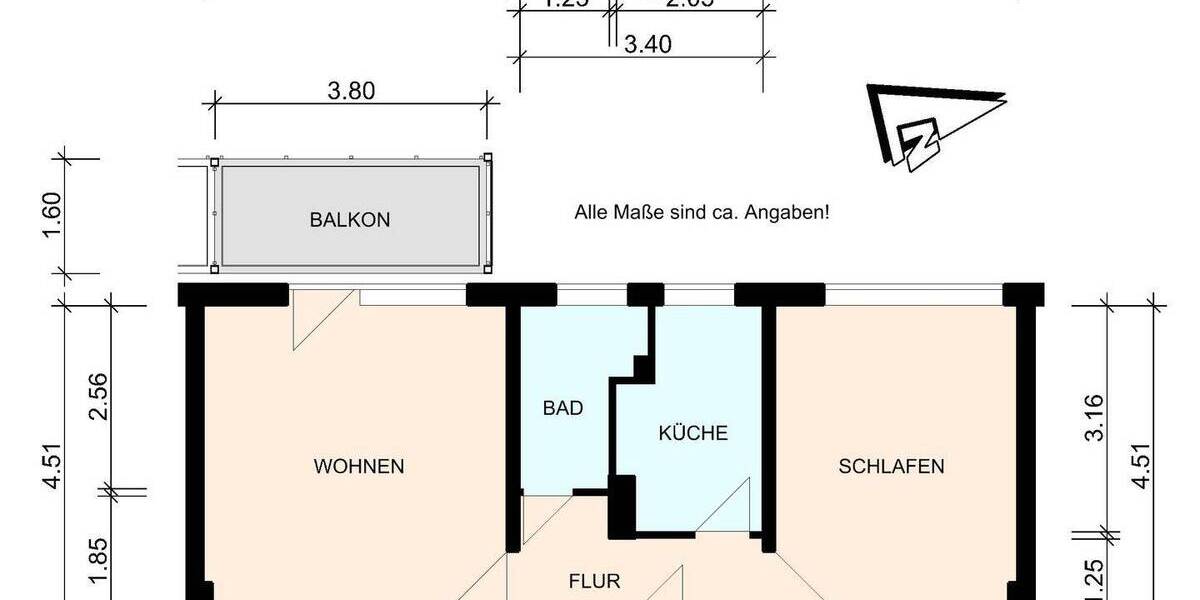 Etagenwohnung Lübeck Kücknitz - 2 Zimmer, 50 m&sup2;, 408&euro; | Angebot:26768538