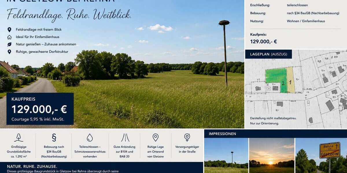 Grundstück Rehna / Gletzow Gletzow - 129.000&euro; | Angebot:26543823