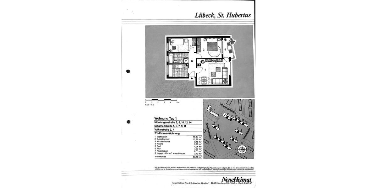 Etagenwohnung Lübeck Sankt Jürgen - 2.5 Zimmer, 59 m&sup2;, 169.000&euro; | Angebot:26996701