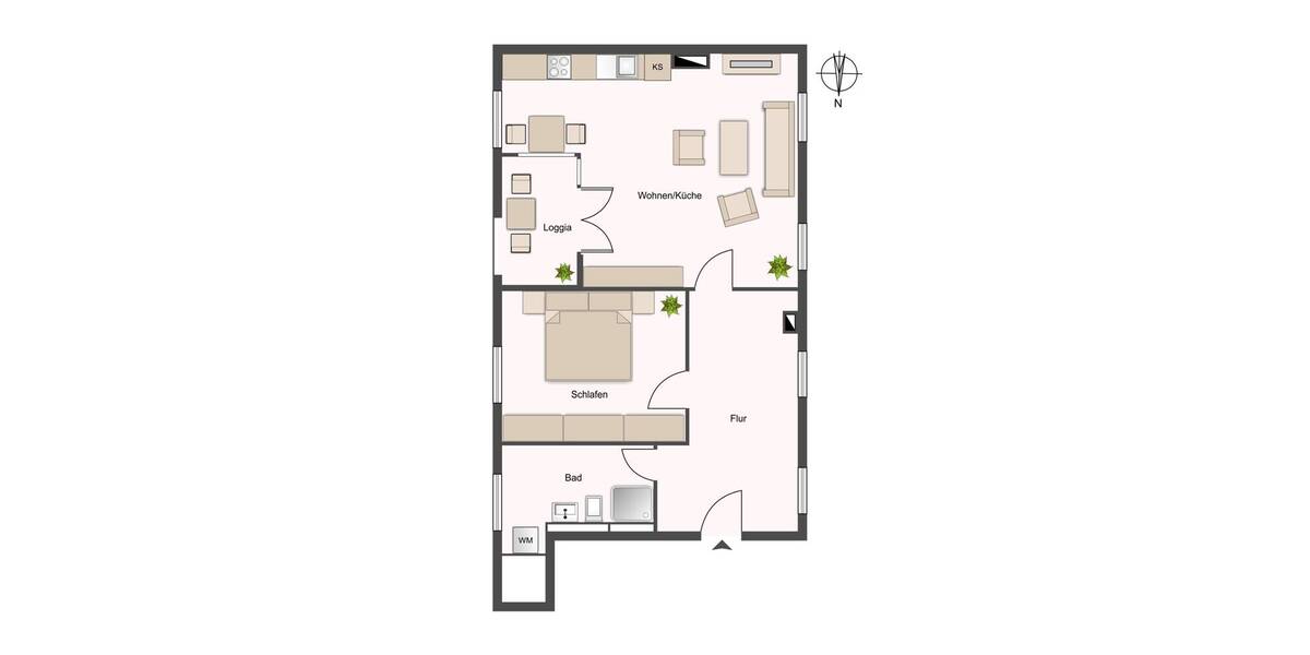 Etagenwohnung Lübeck Innenstadt - 2 Zimmer, 63 m&sup2;, 1.052&euro; | Angebot:26219977