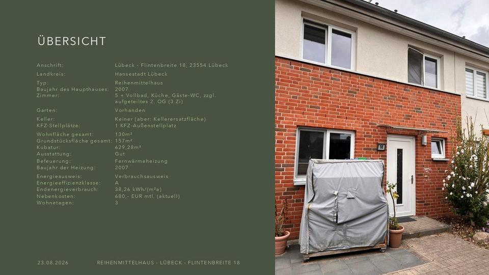 Reihenhaus Lübeck Sankt Lorenz Nord - 7.5 Zimmer, 130 m&sup2;, 548.000&euro; | Angebot:27290333