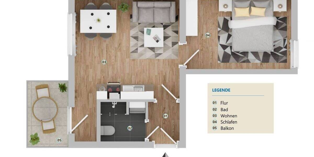 Etagenwohnung Lübeck St. Lorenz Nord - 2 Zimmer, 33 m&sup2;, 155.000&euro; | Angebot:26797101
