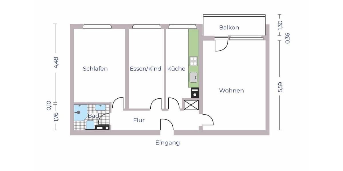 Etagenwohnung Lübeck Sankt Lorenz Nord - 3 Zimmer, 68 m&sup2;, 199.000&euro; | Angebot:26914313