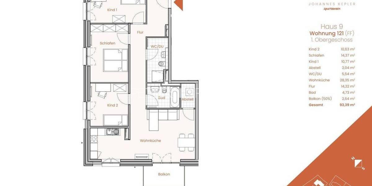 Etagenwohnung Lübeck St. Gertrud - 4 Zimmer, 92 m&sup2;, 1.319&euro; | Angebot:26206946
