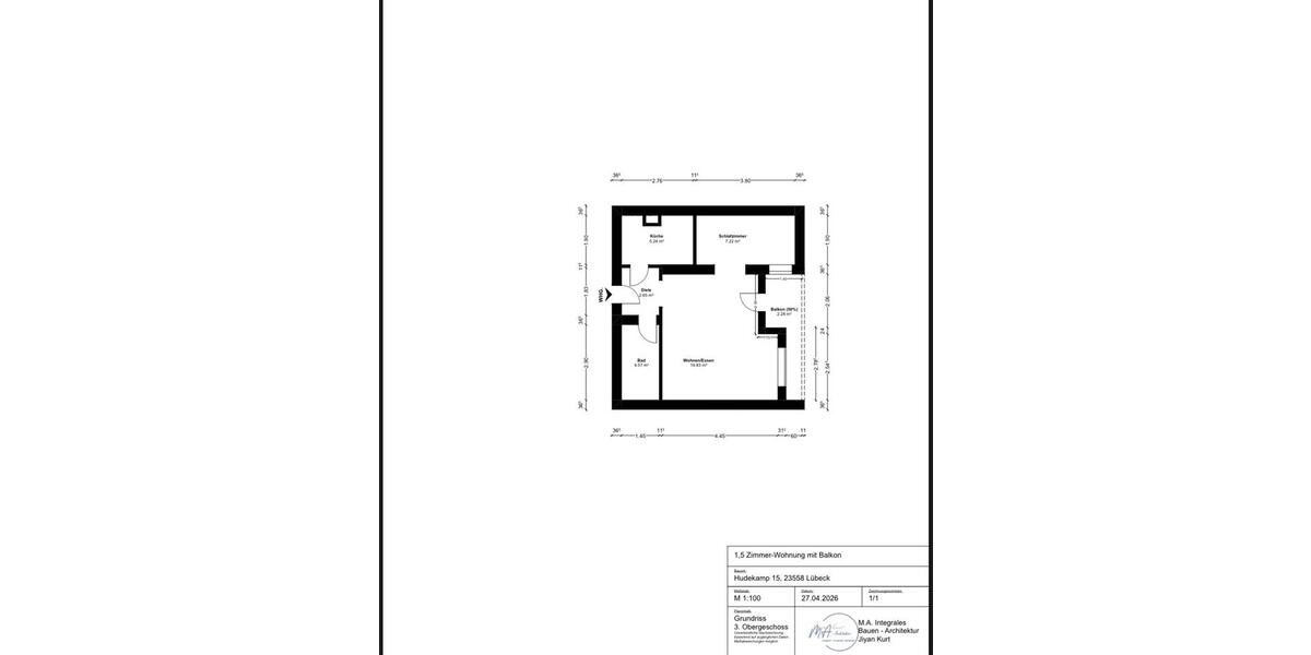 Etagenwohnung Lübeck Sankt Lorenz Nord - 1.5 Zimmer, 42 m&sup2;, 109.000&euro; | Angebot:26611832