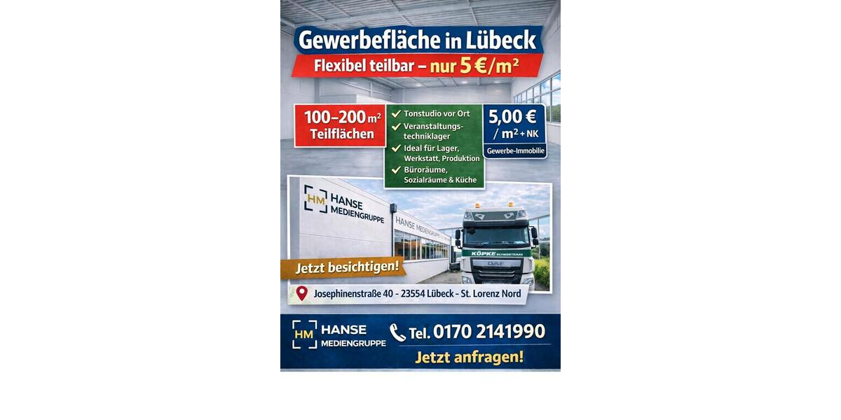 Gewerbefläche in St. Lorenz Nord – flexibel teilbar – 5 €m² zimmer