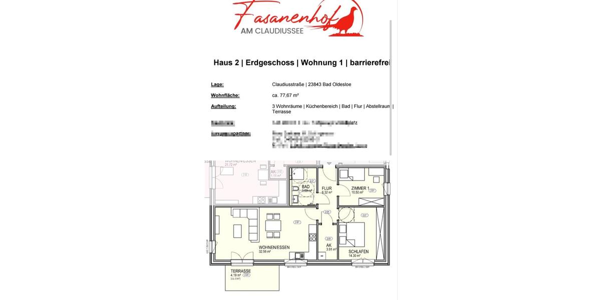 Erdgeschoßwohnung Bad Oldesloe - 3 Zimmer, 78 m&sup2;, 420.000&euro; | Angebot:27243534