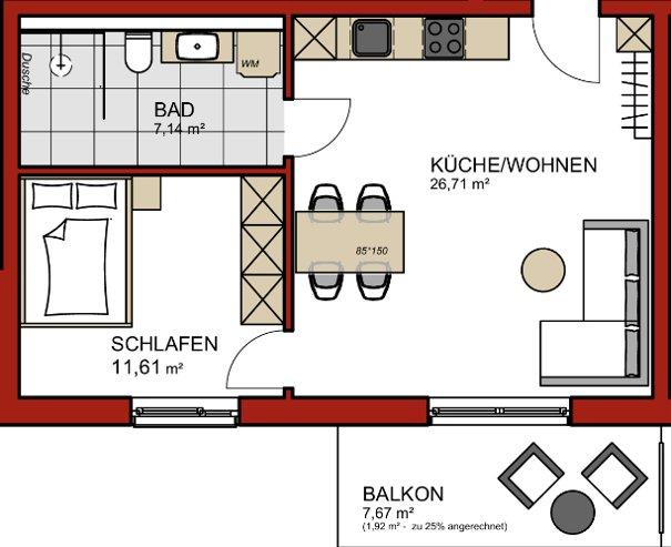 Etagenwohnung Lübeck Kücknitz - 2 Zimmer, 47 m&sup2;, 780&euro; | Angebot:27633629