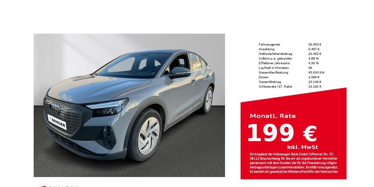 Audi Q4 e-tron 34.350 km 26.950 € Lübeck 23556