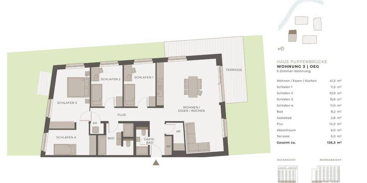 Etagenwohnung Lübeck St. Lorenz Süd - 5 Zimmer, 126 m&sup2;, 2.116&euro; | Angebot:26876567