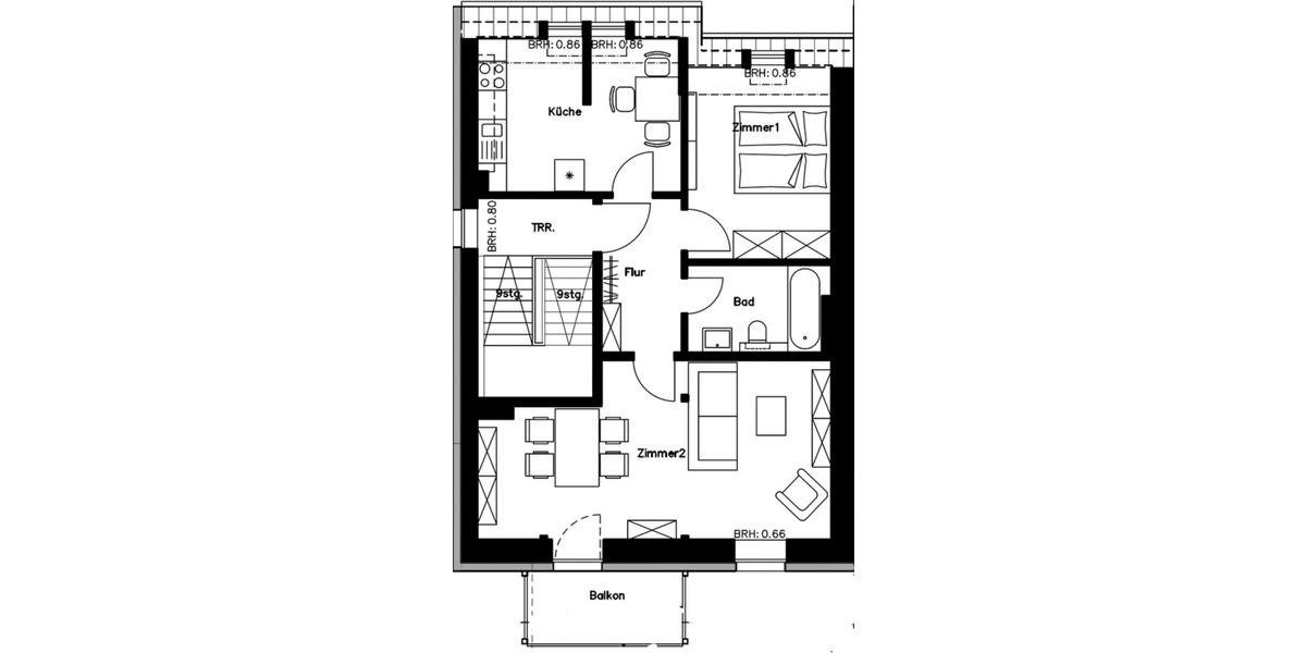 Dachgeschoßwohnung Lübeck Sankt Gertrud - 2 Zimmer, 65 m&sup2;, 978&euro; | Angebot:26312744