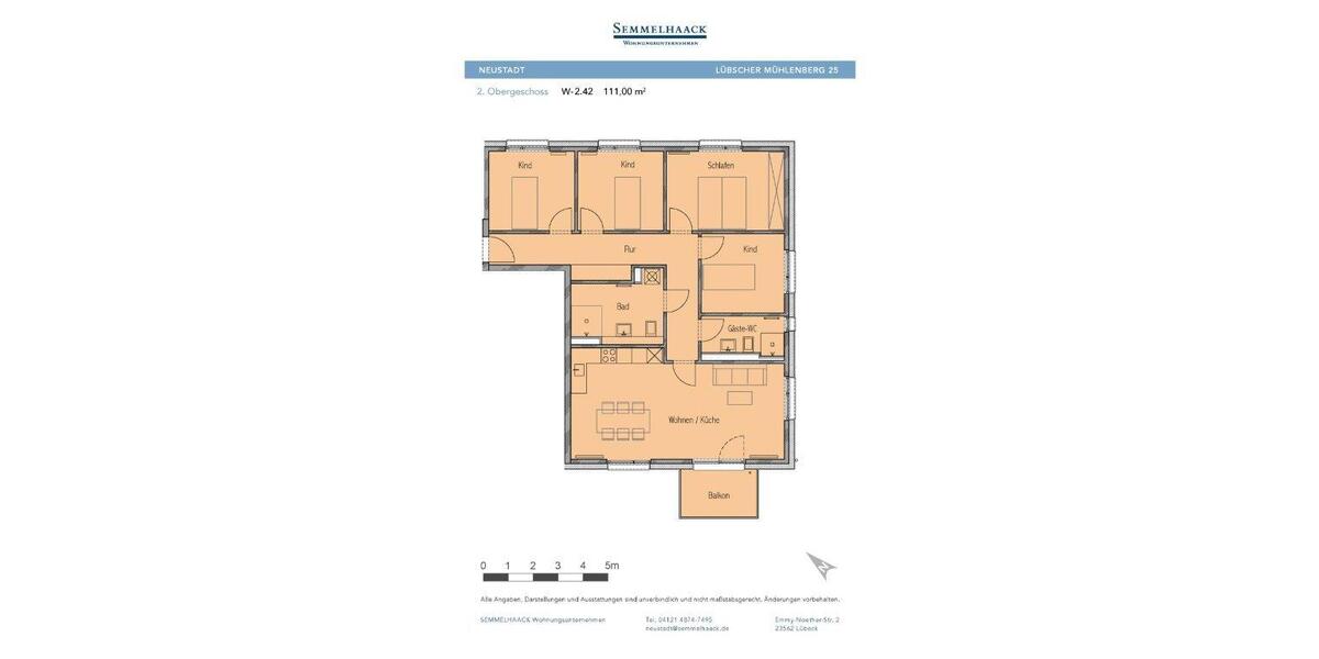 Etagenwohnung Neustadt in Holstein - 5 Zimmer, 111 m&sup2;, 1.375&euro; | Angebot:26351443