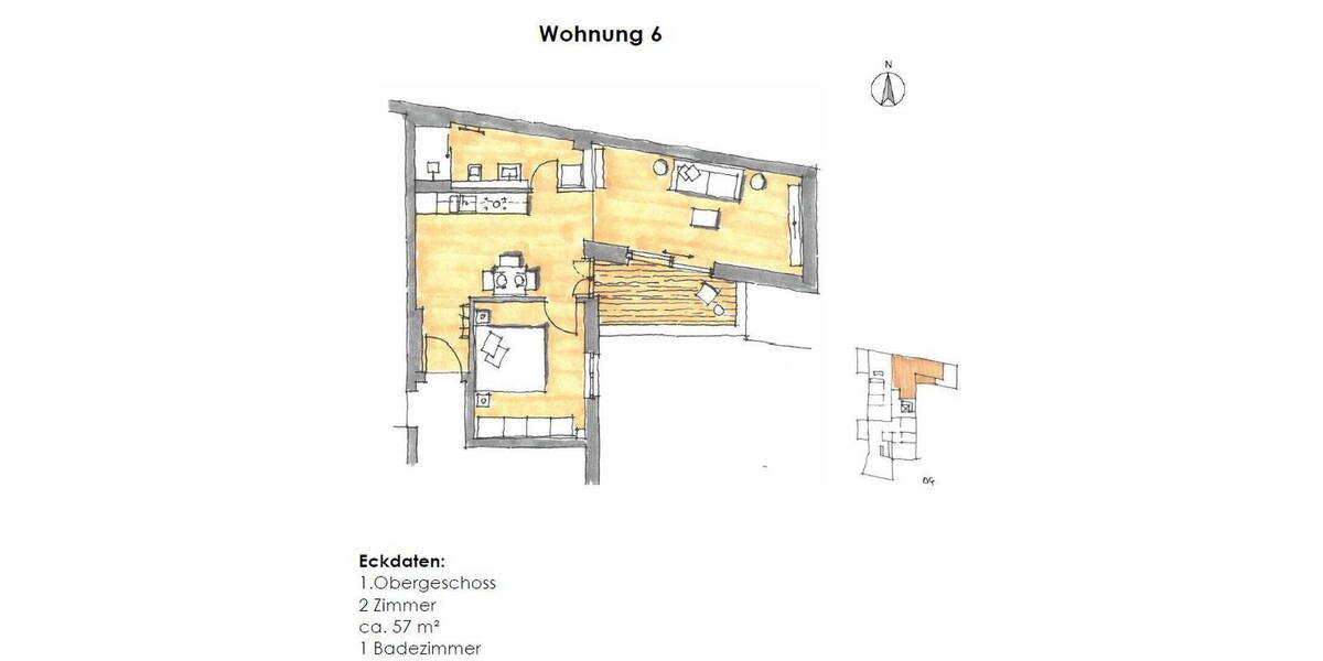 Etagenwohnung Lübeck St. Jürgen - 2 Zimmer, 57 m&sup2;, 950&euro; | Angebot:26102927