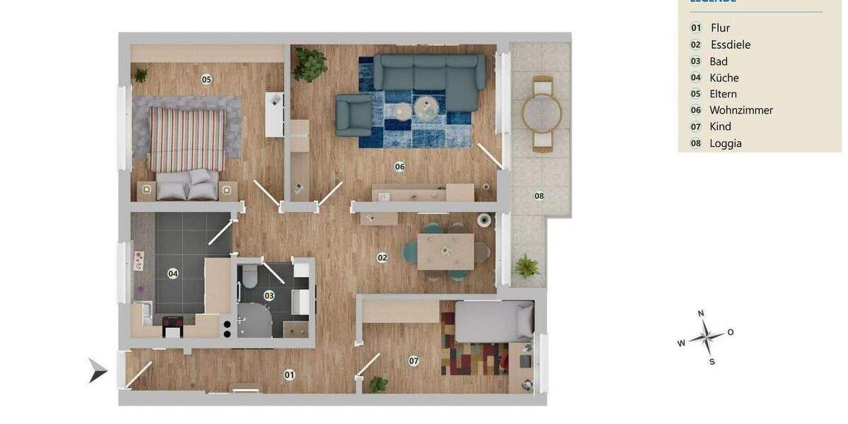 Etagenwohnung Lübeck St. Lorenz Nord - 3 Zimmer, 78 m&sup2;, 269.000&euro; | Angebot:25771225