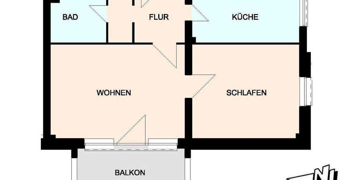 Etagenwohnung Lübeck Kücknitz - 2 Zimmer, 52 m&sup2;, 454&euro; | Angebot:26687694