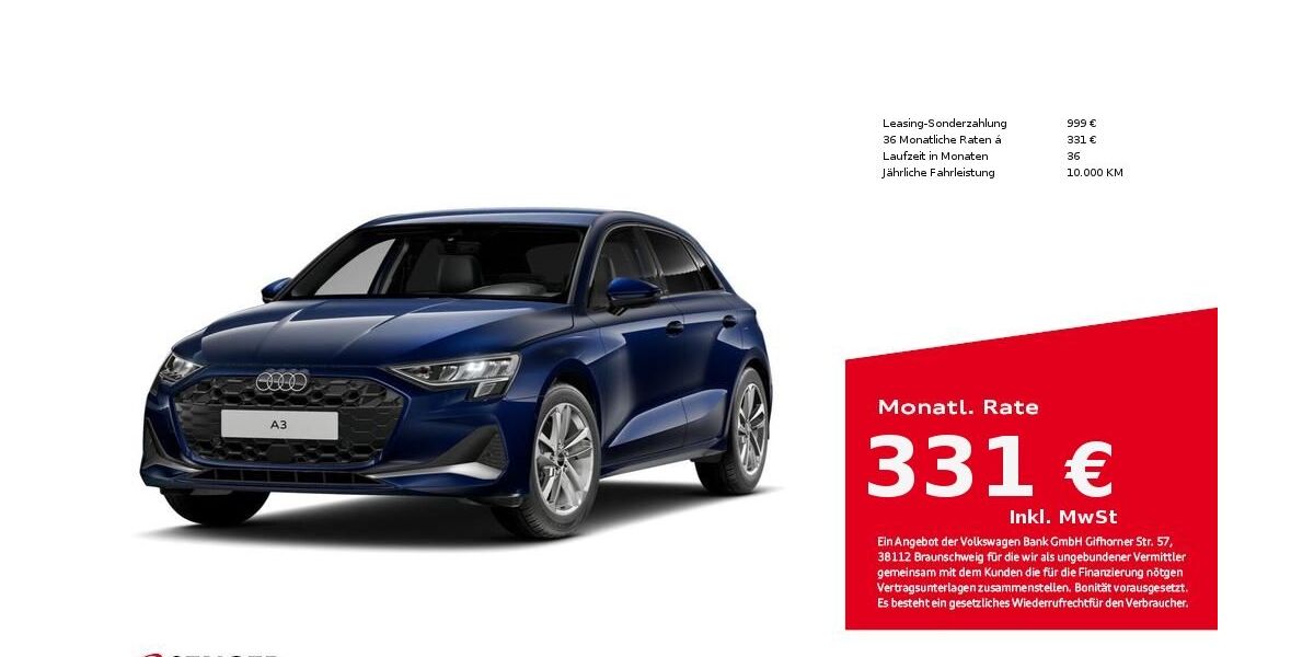 Audi A3 20.350 km 34.450 € Lübeck 23556