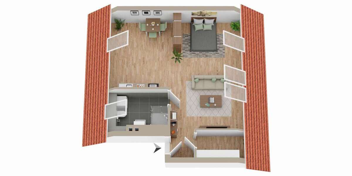 Etagenwohnung Bad Segeberg - 1 Zimmer, 45 m&sup2;, 597&euro; | Angebot:23317587